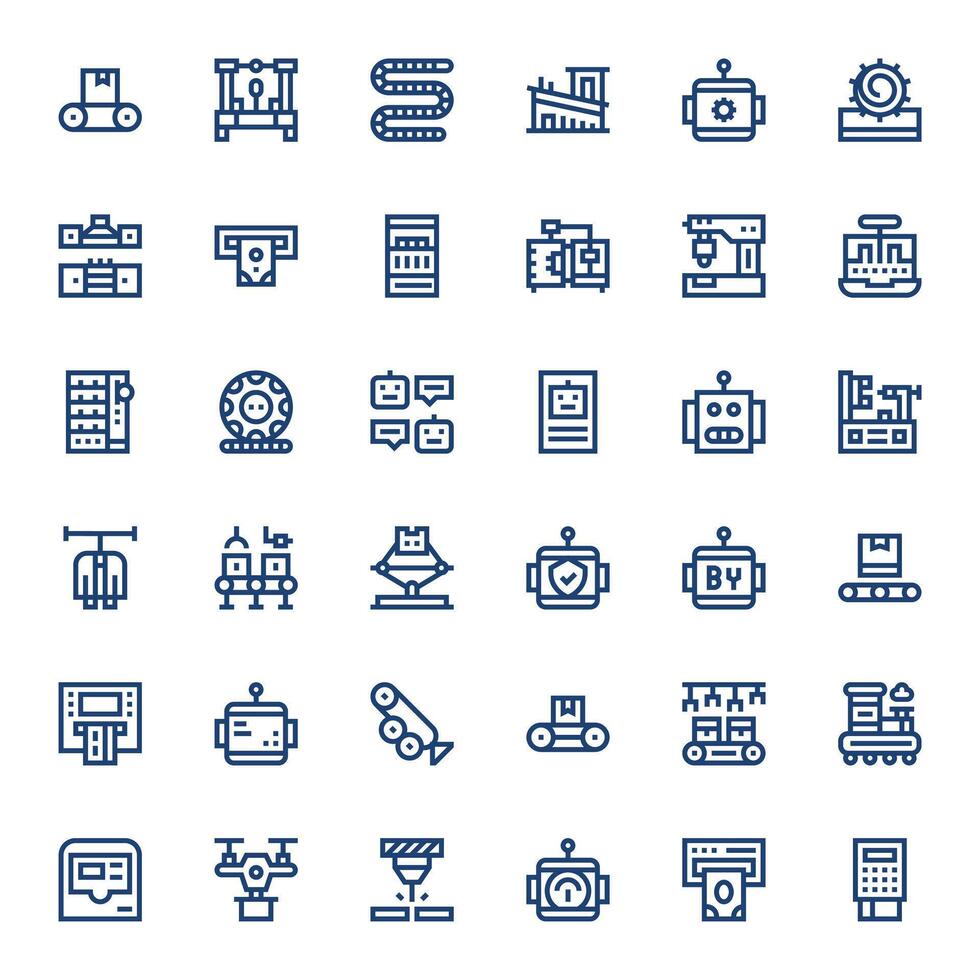 36 Display Perfect 128x128 Icons for Automated in elegant Bold Line design vector