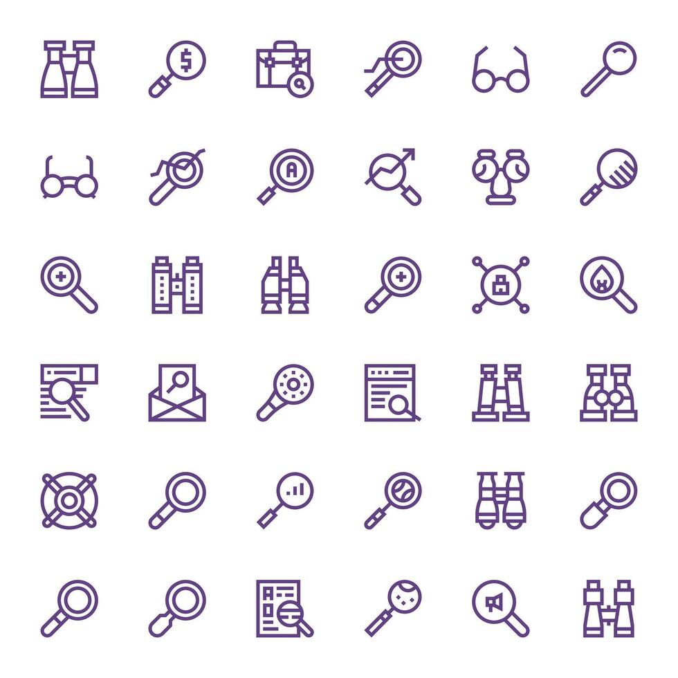 36 128x128 Bold Line Icons optimized for Magnifying Pixel Aligned display vector