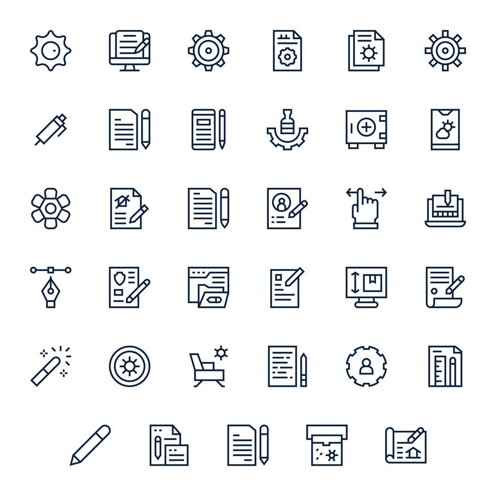 35 Regular Line Pixel Aligned Icons tailored for Modify 128x128 interface vector