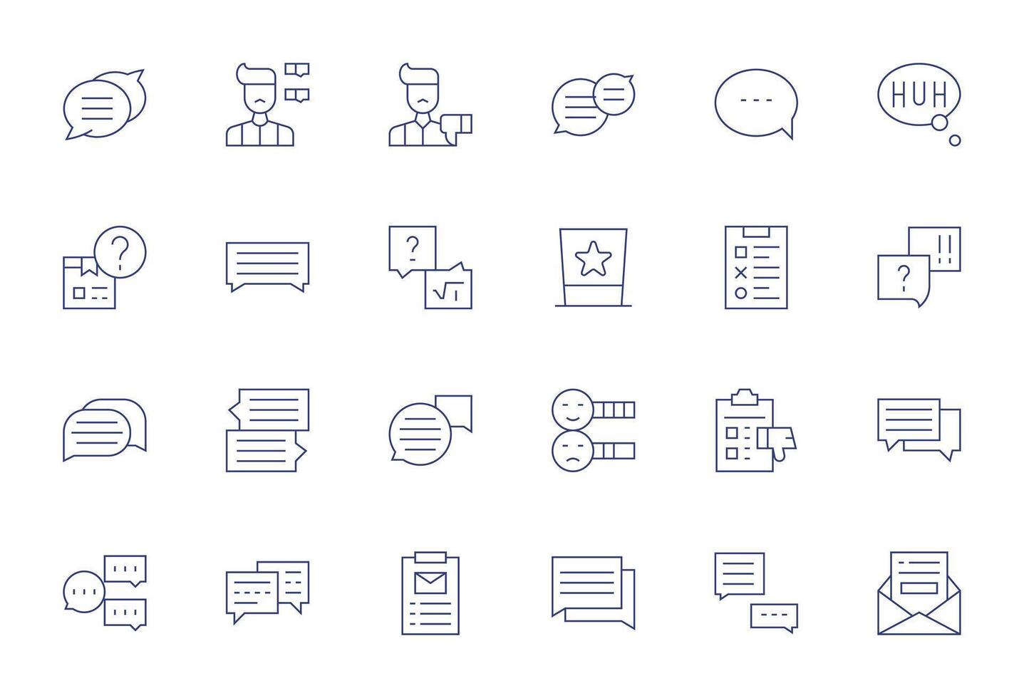 Feedback Form Comprehensive Bundle with 24 Pixel Optimized Thin Line 256x256 Icons vector