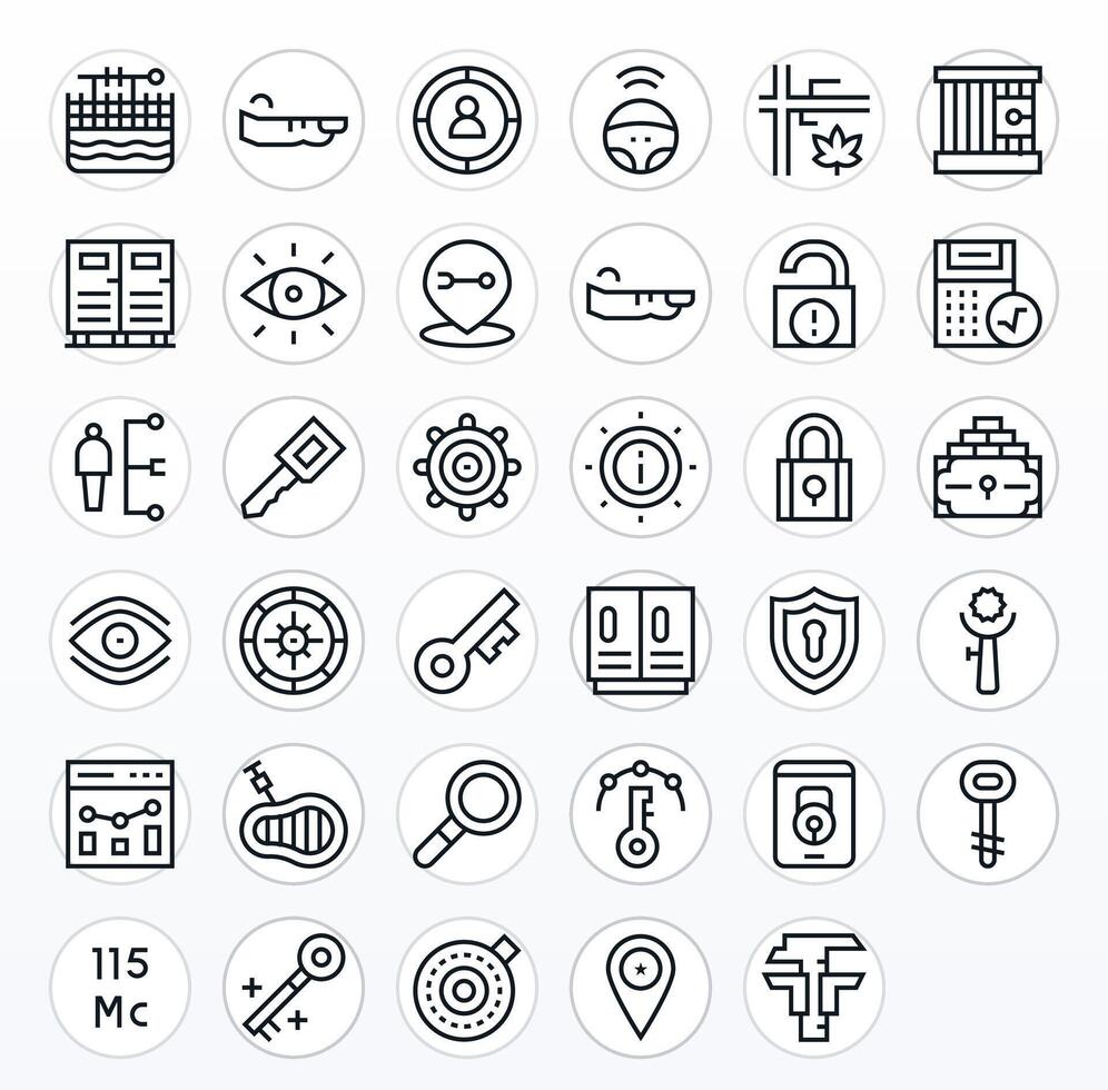 Key Comprehensive Bundle with 35 Editable Regular Line High Resolution Icons vector