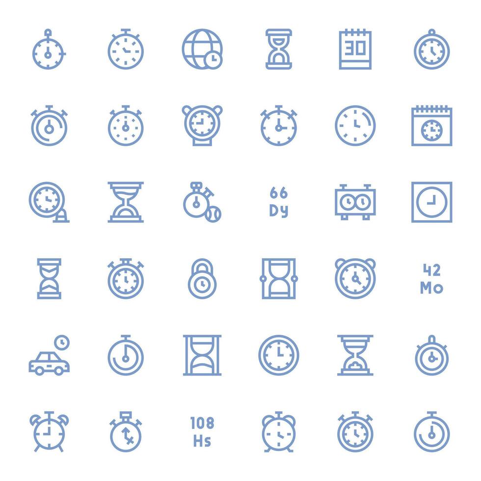 36 Bold Line Icons from Duration in High Resolution Grid Fitted Quality vector