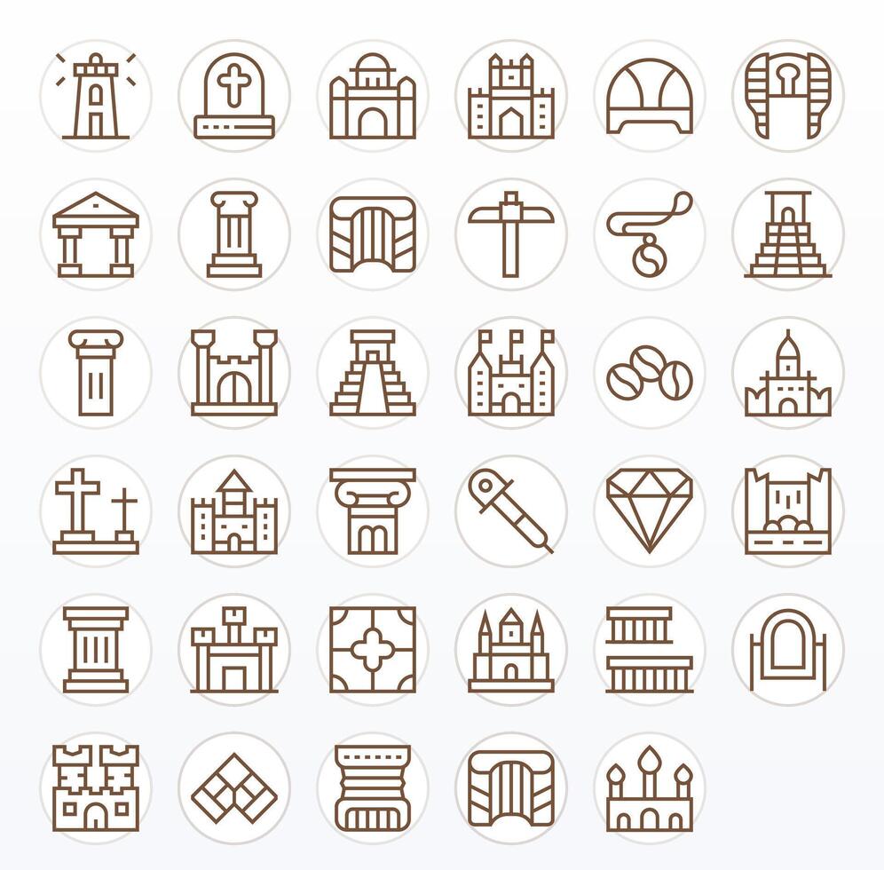 35 High Resolution Regular Line Display Perfect Icons for Stone Projects vector