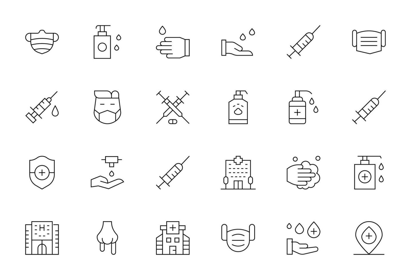 24 Thin Line Icons designed for Coronavirus in High Resolution Editable format vector