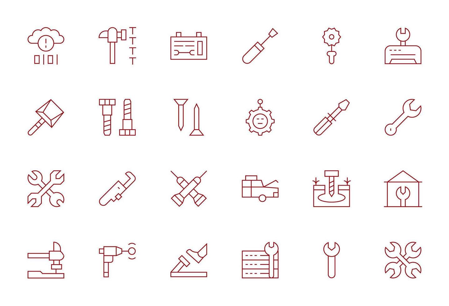 Fixing Graphics Pack including 24 Thin Line 128x128 Display Perfect Icons vector