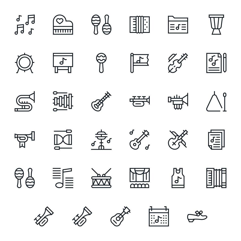 35 High Resolution Regular Line Display Perfect Icons for Musical Projects vector