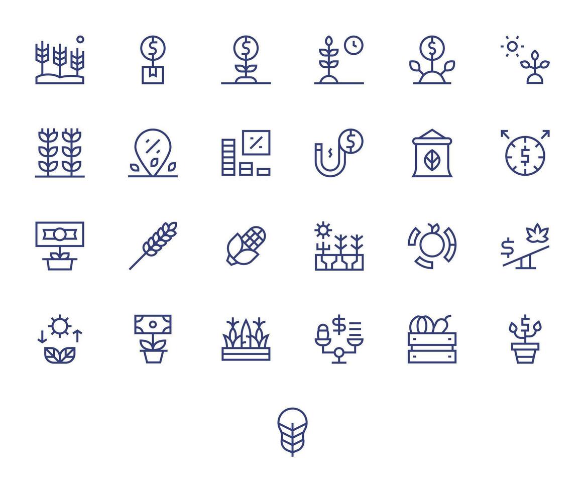 25 Regular Line Icons from Yield in 64x64 Pixel Aligned Quality vector