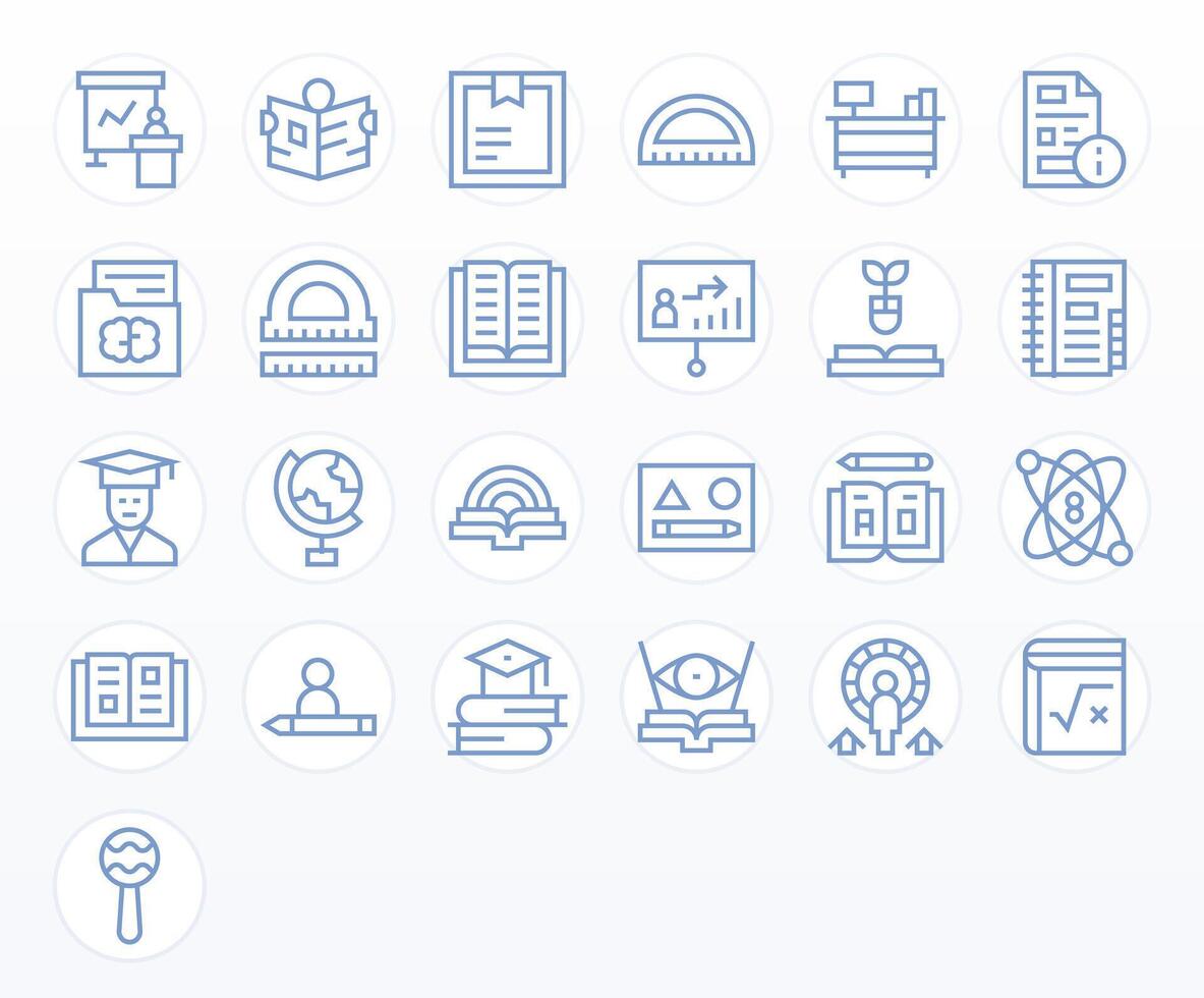 Learning Complete Package with 25 High Resolution Regular Line Editable Icons vector