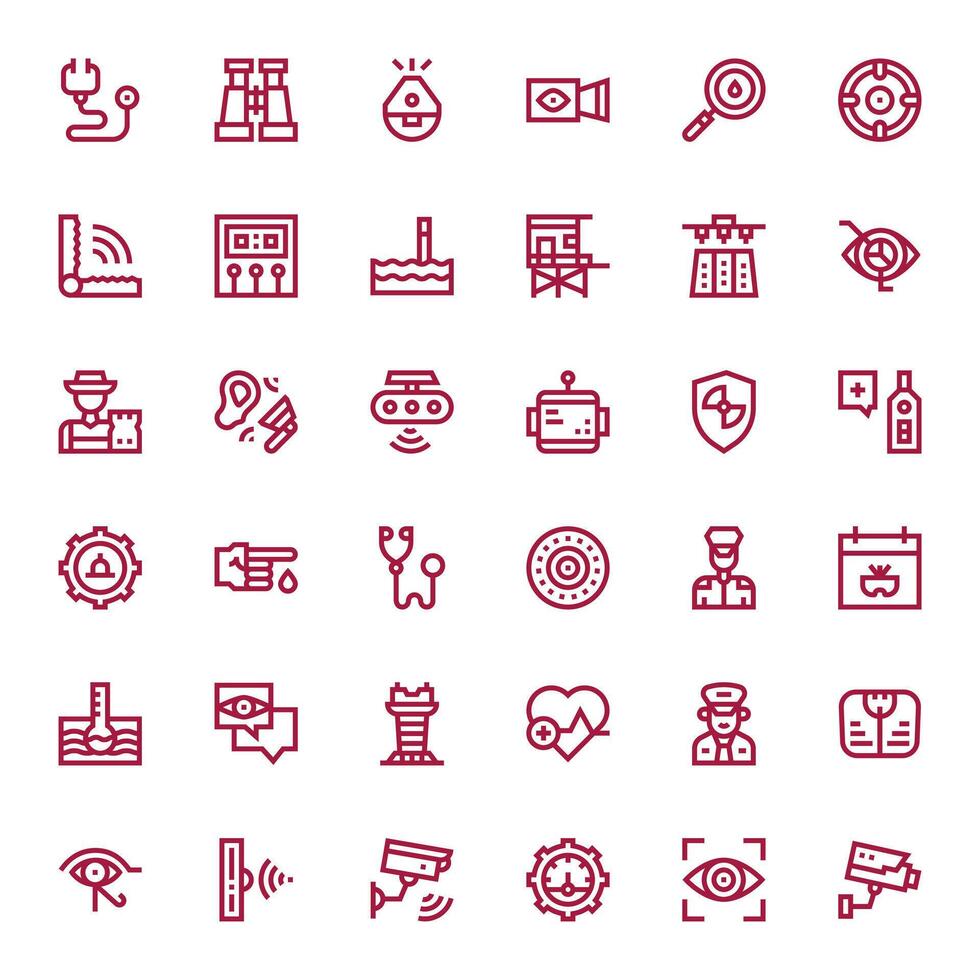 36 Bold Line Icons designed for Monitoring in High Resolution Detail Enhanced format vector