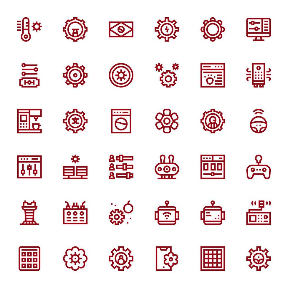 36 High Resolution Bold Line Icons optimized for Control Panel Grid Fitted display vector