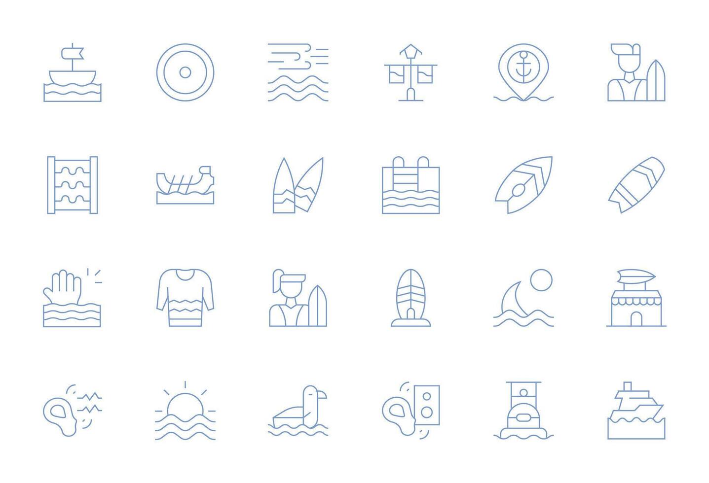 24 Thin Line Pixel Optimized Icons tailored for Waves High Resolution interface vector