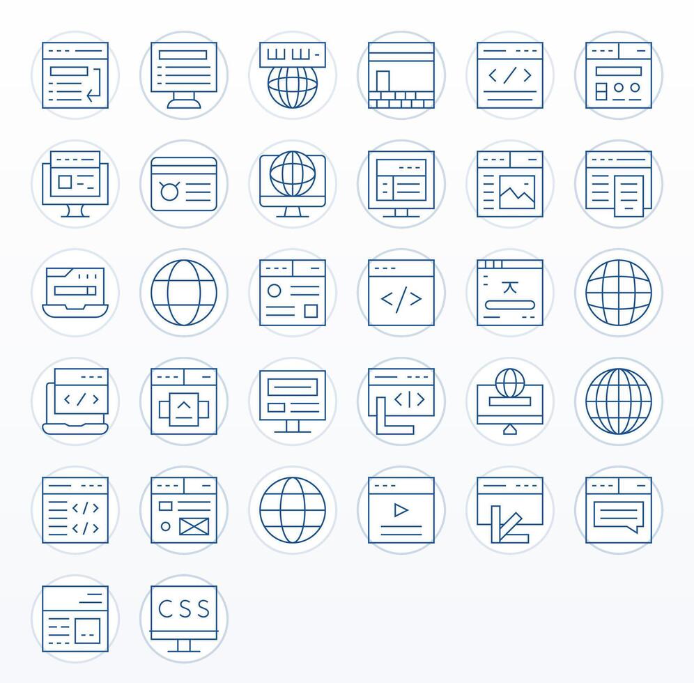 Thin Line Display Perfect Icons from Browser Set with 32 Retina Ready Icons vector