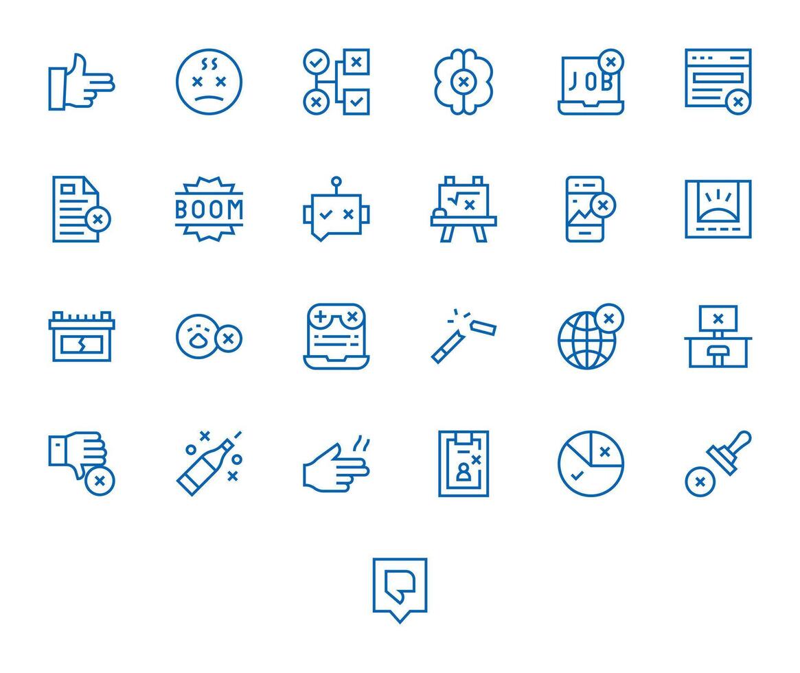 25 Display Perfect Icons themed around Fail in High Resolution Regular Line format vector