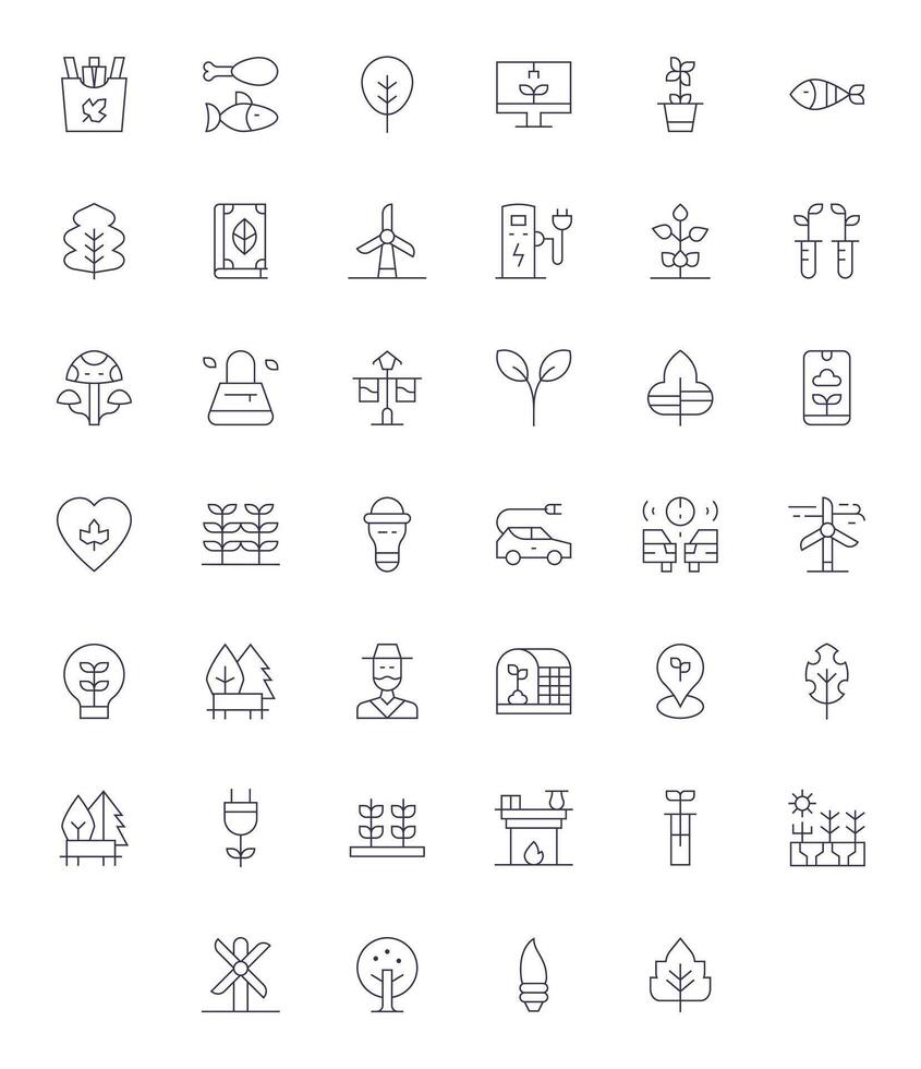 40 Thin Line Pixel Optimized Icons crafted for Sustainable 128x128 applications vector