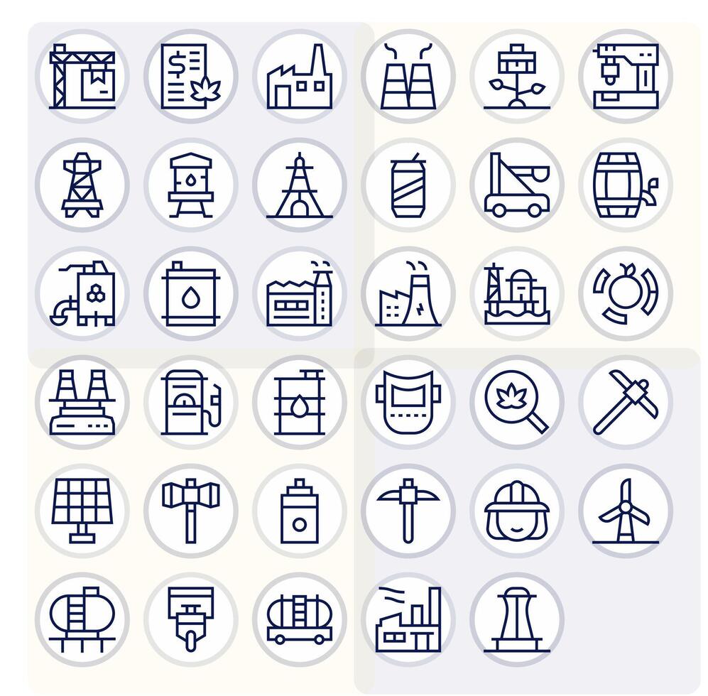 35 256x256 Icons for Industry in Pixel Optimized Regular Line Format vector