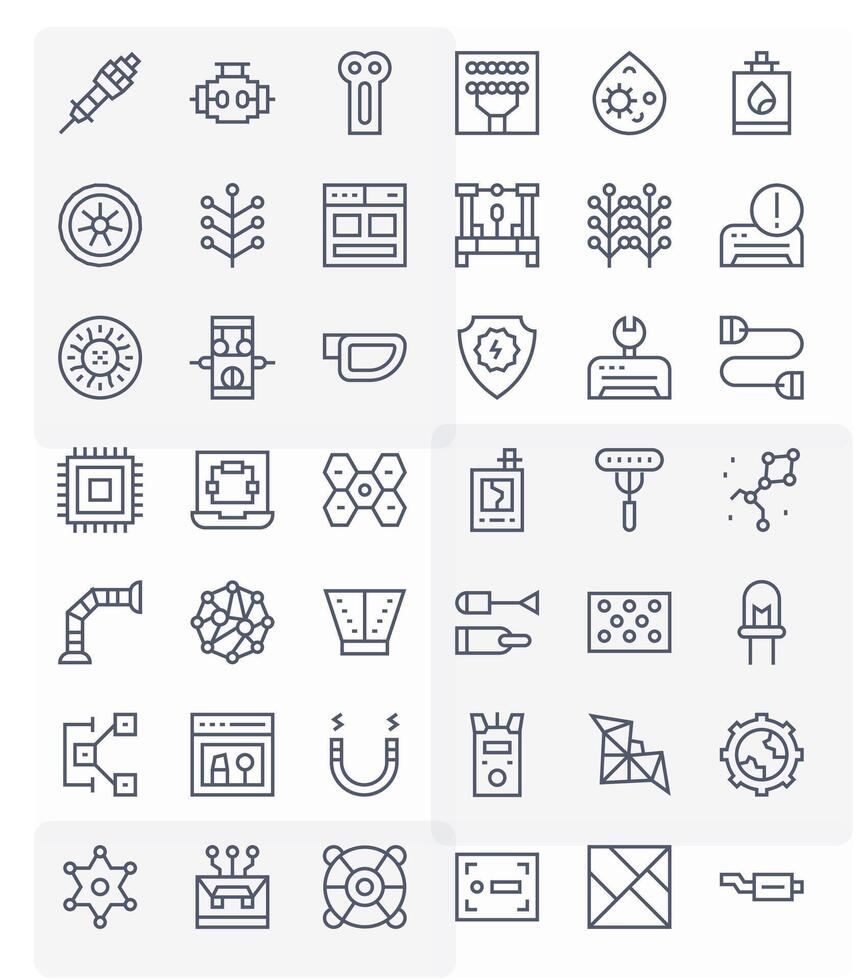 42 Regular Line Icons designed for Component in 128x128 Detail Enhanced format vector