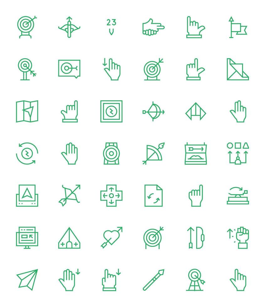 42 píxel optimizado íconos temática alrededor flecha en 256x256 regular línea formato vector