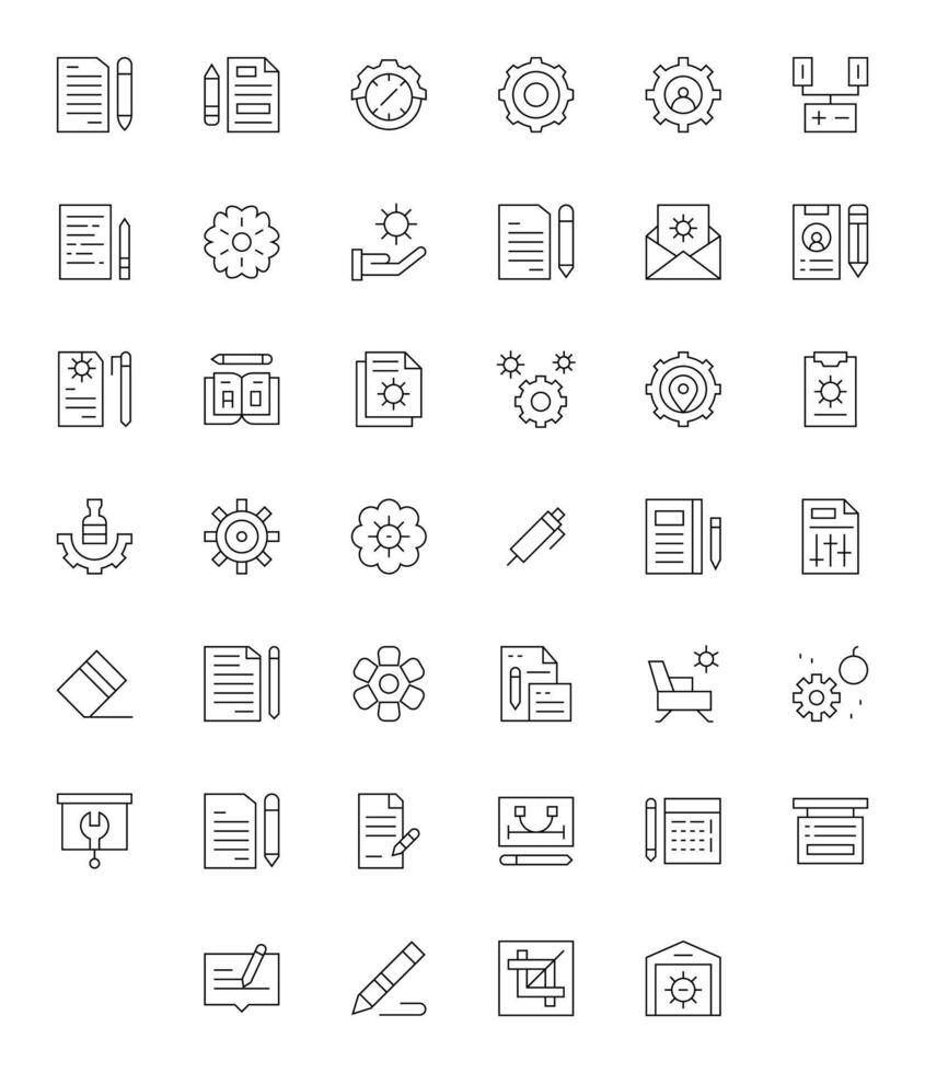 40 Modify Grid Fitted Icons in High Resolution Thin Line Aesthetic vector