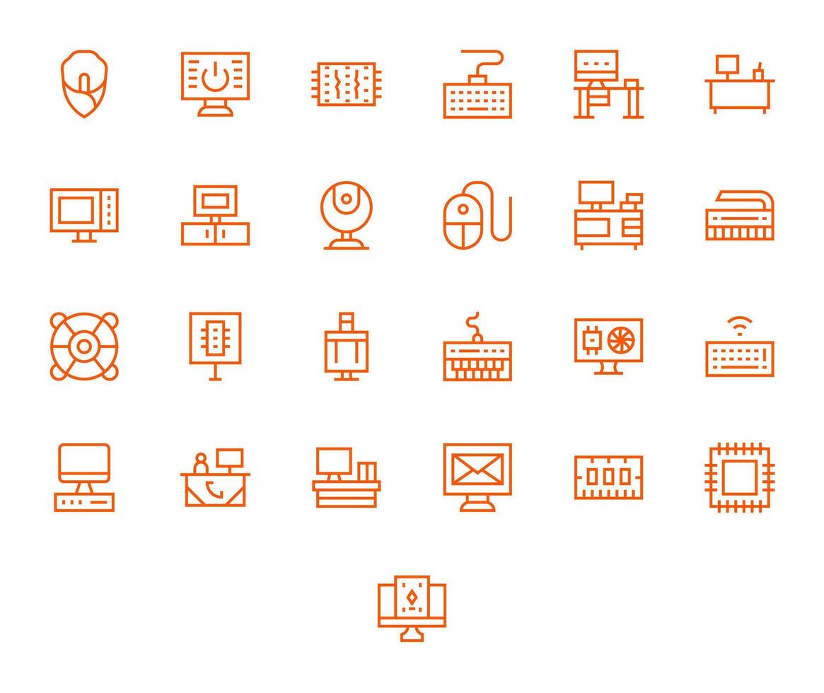 25 Regular Line Icons designed for Pc in 256x256 Pixel Optimized format vector