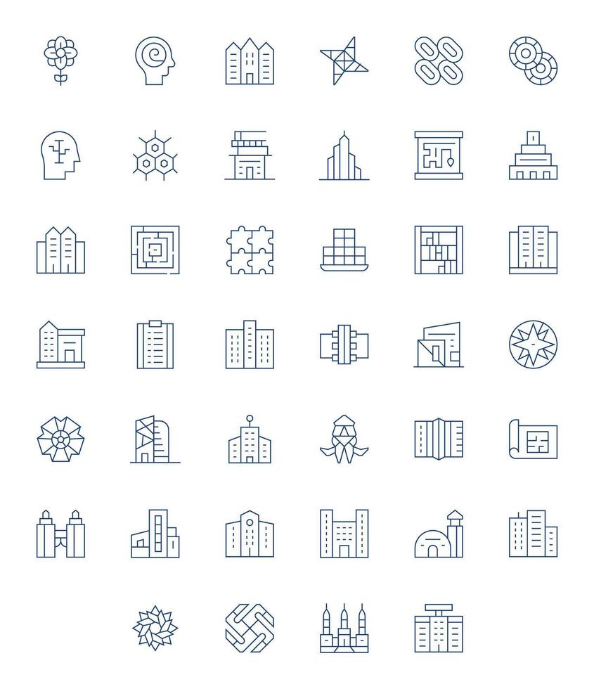 Complex Exclusive Set featuring 40 Thin Line Pixel Optimized 64x64 Icons vector