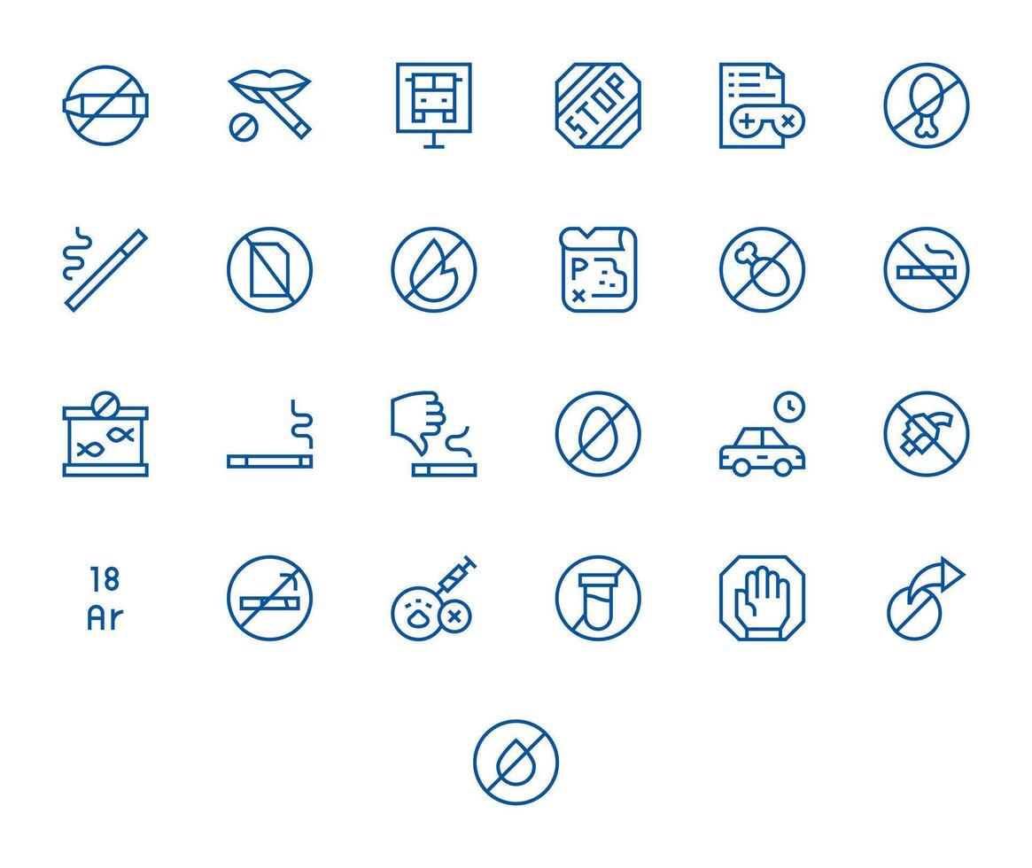 Restriction including 25 High Resolution Regular Line Illustrations vector