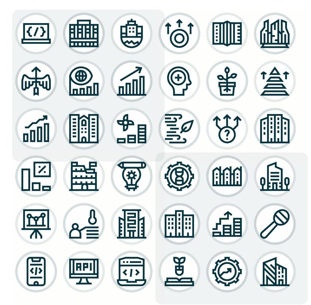 36 Bold Line Display Perfect Icons for Development Graphics vector