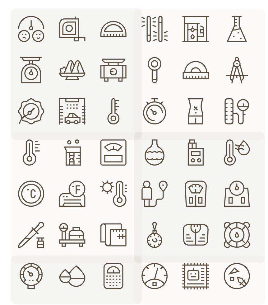 Regular Line Editable Icons from Measurement Set with 42 128x128 Icons vector