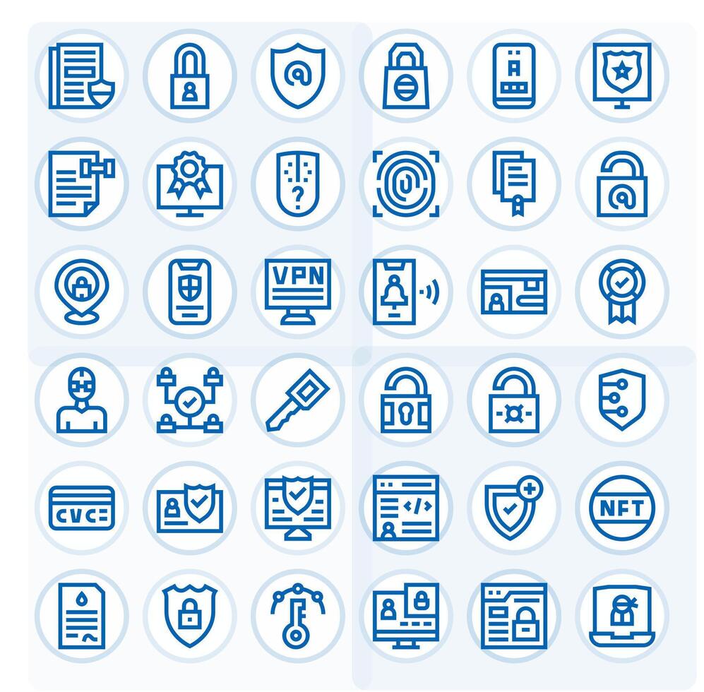36 Retina Ready Bold Line Icons optimized for Authentication Pixel Optimized display vector