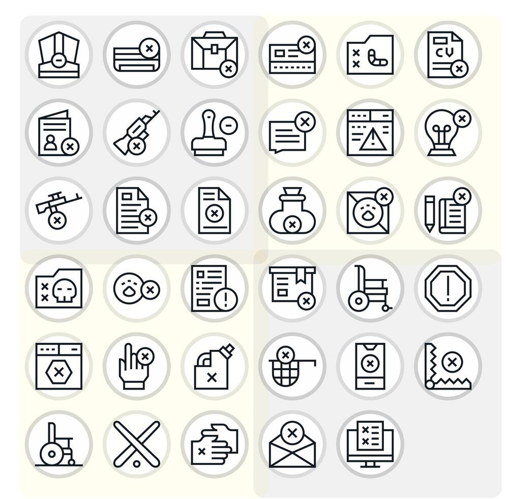 35 Retina Ready Regular Line Icons for Invalid with Pixel Optimized precision vector
