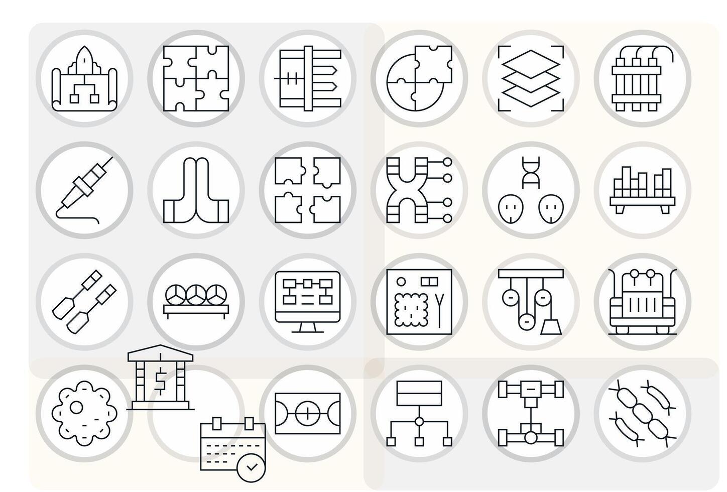 Components Icon Repository containing 24 Thin Line Retina Ready Display Perfect graphics vector