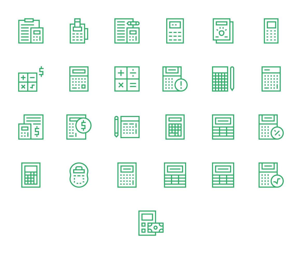 25 Regular Line Pixel Aligned 64x64 Icons from Calculator Suite vector