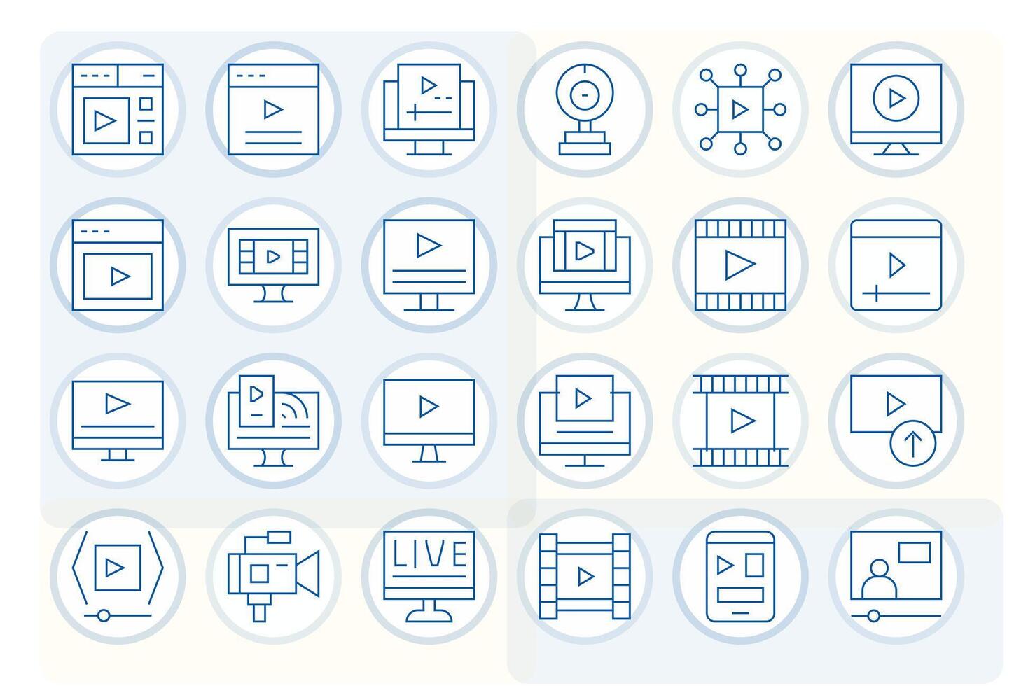 24 Icons for Online featuring 64x64 Pixel Optimized Thin Line Graphics vector