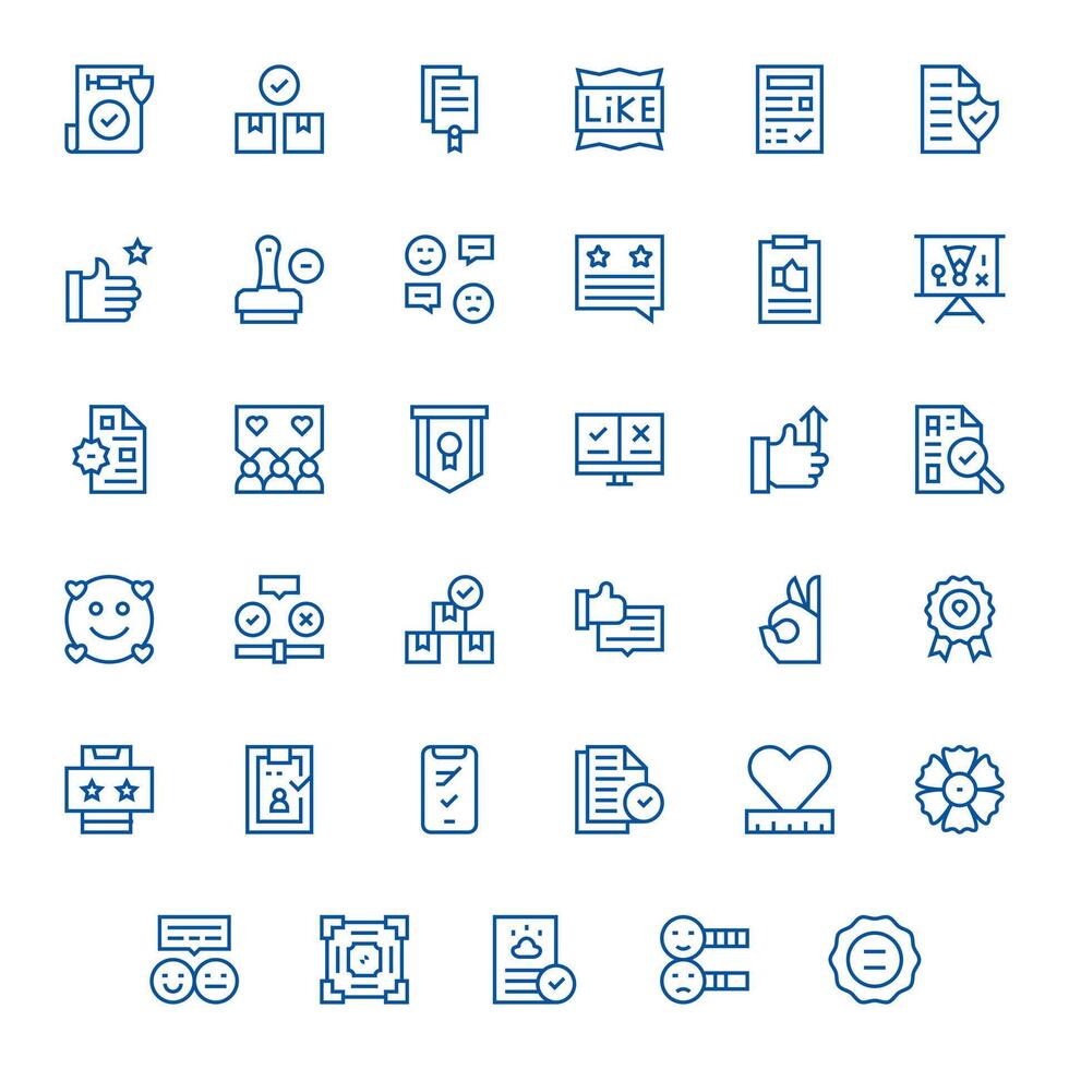 35 Regular Line Icons for Approval in crisp Retina Ready Pixel Optimized resolution vector