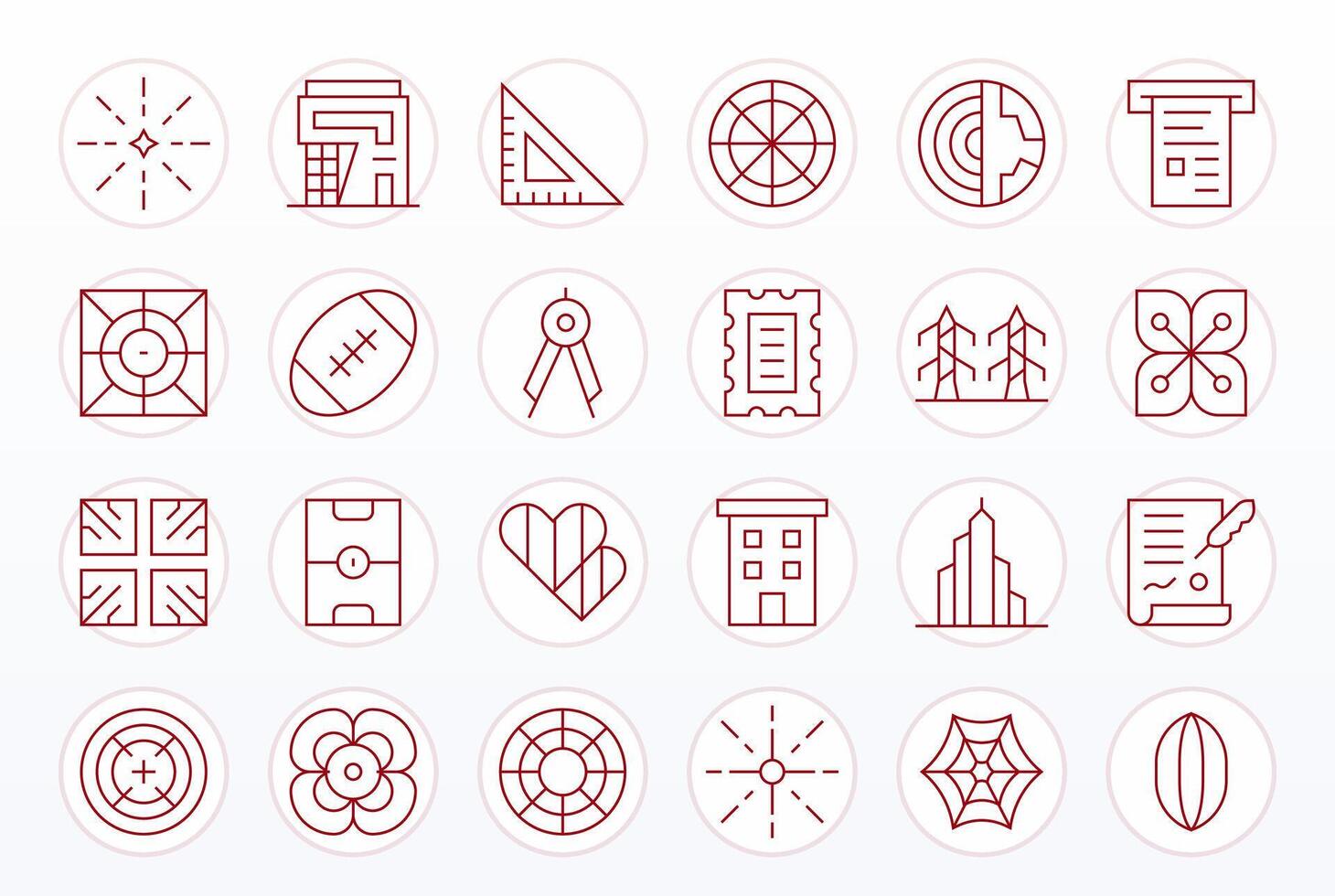 Lines Complete Package with 24 64x64 Thin Line Pixel Optimized Icons vector