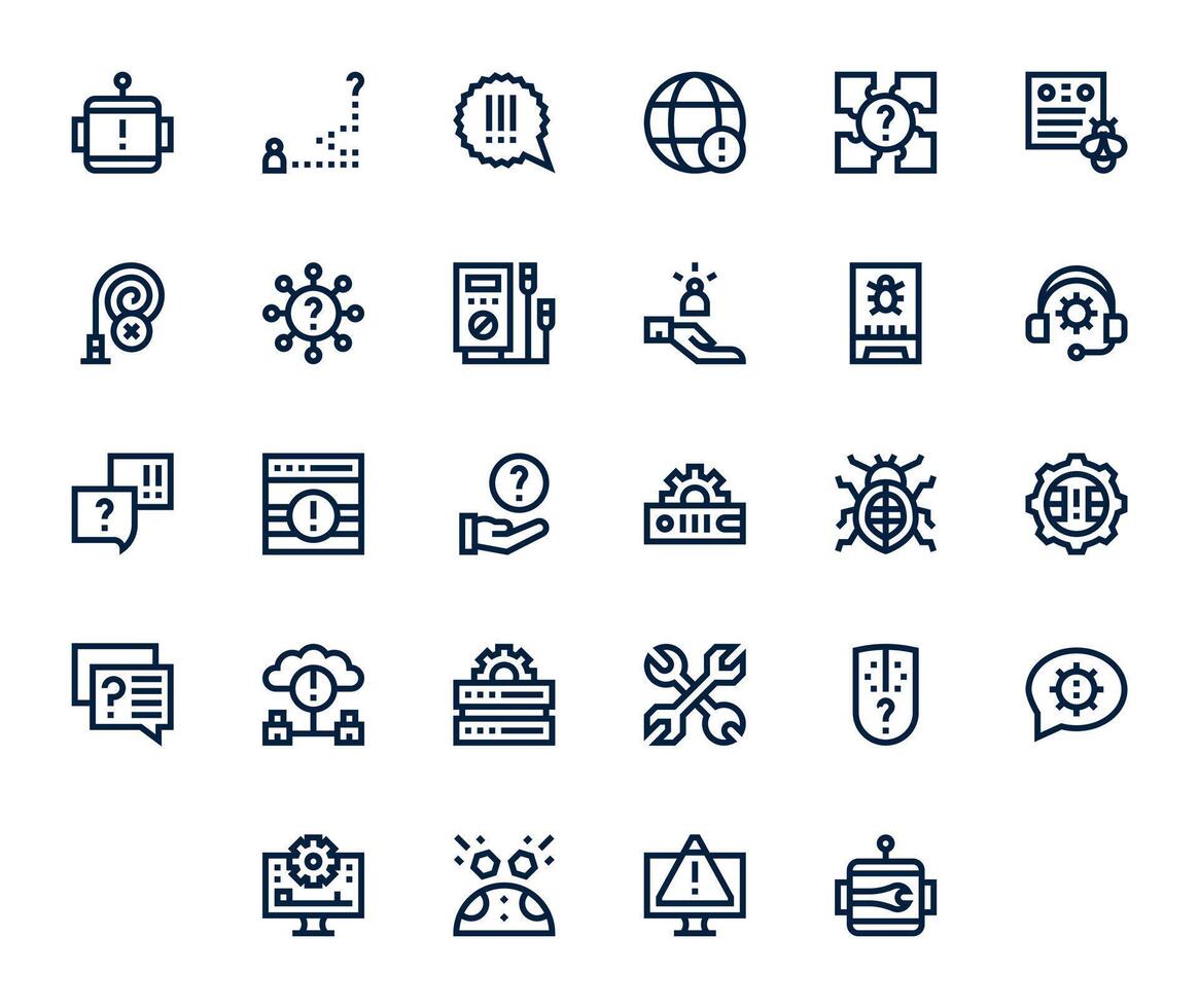 solución de problemas gráficos presentando 28 negrita línea editable alto resolución diseños vector