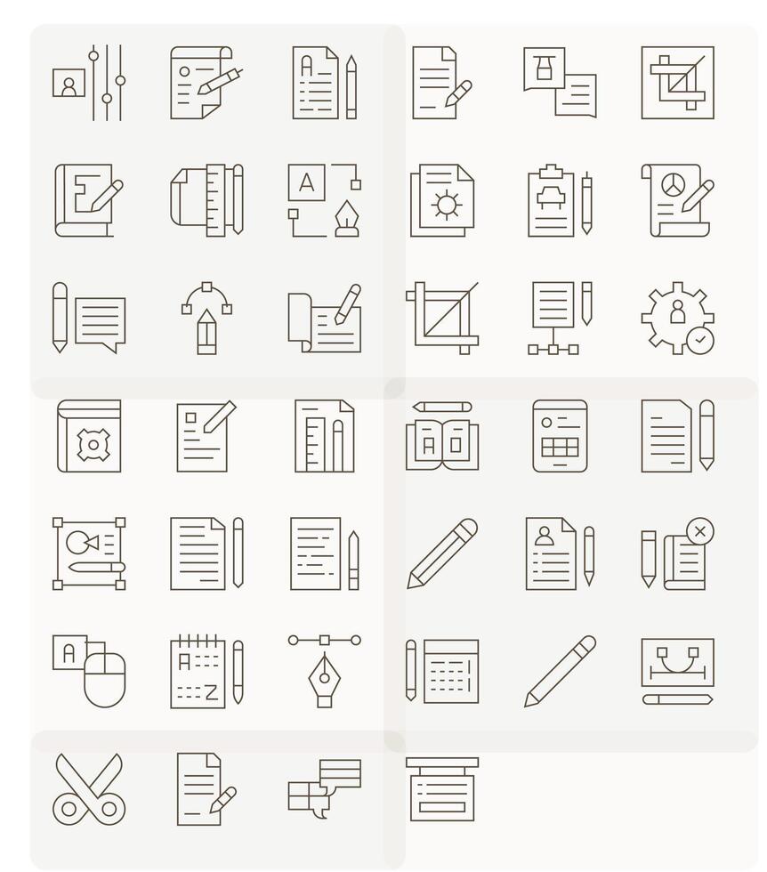 Edit Comprehensive Bundle with 40 Pixel Optimized Thin Line 64x64 Icons vector