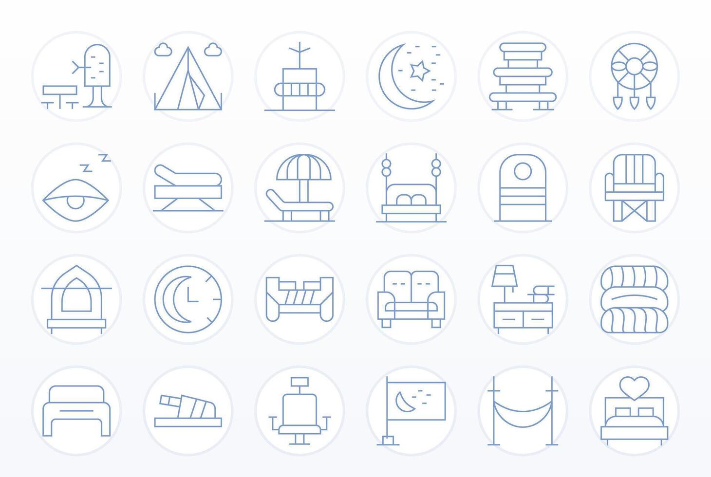 24 High Resolution Thin Line Grid Fitted Icons for Rest Projects vector