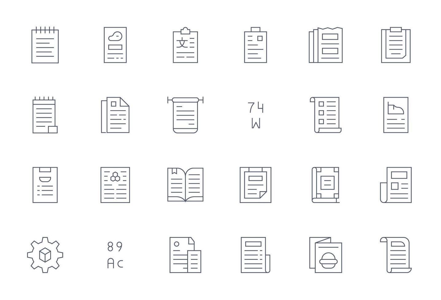 Specifications Essential Set including 24 Display Perfect Thin Line Retina Ready Icons vector