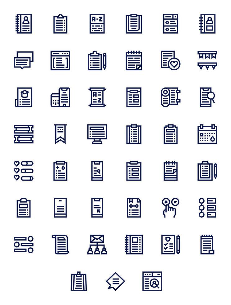 45 Bold Line Pixel Optimized Icons crafted for List Retina Ready applications vector