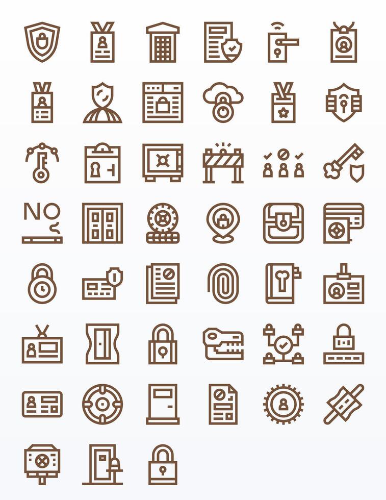Access Control Ultimate Package with 45 64x64 Bold Line Pixel Aligned Icons vector