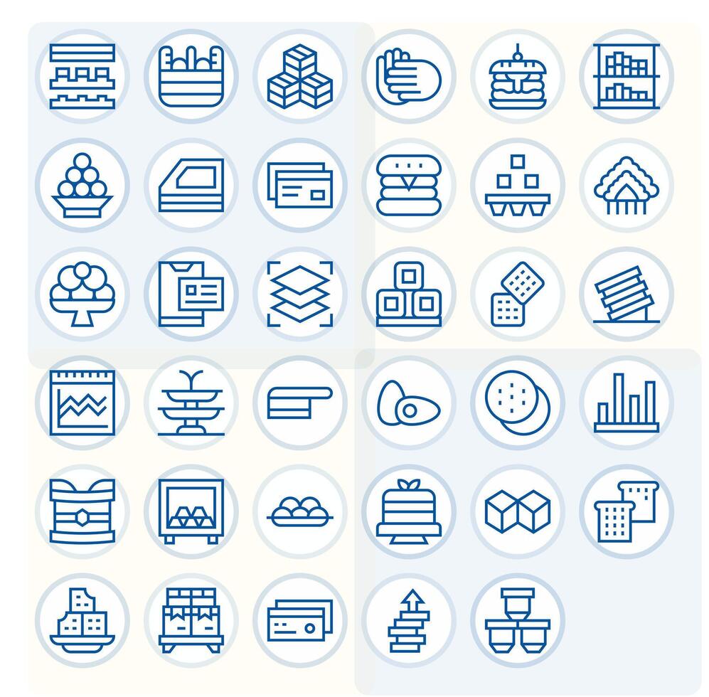 35 128x128 Regular Line Icons optimized for Stacked Editable display vector
