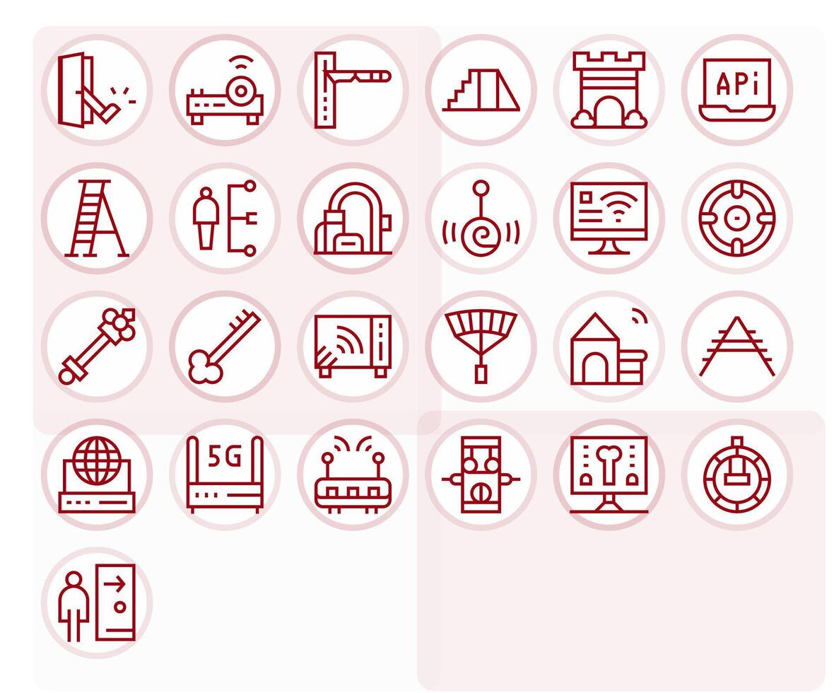 25 Access Point Pixel Optimized Icons in 64x64 Regular Line Aesthetic vector