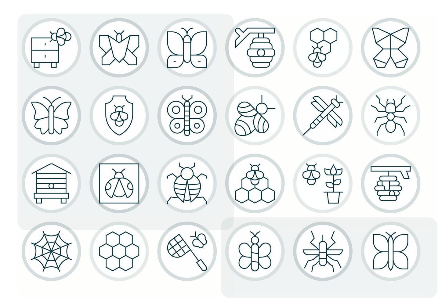 24 Icons for Insect featuring High Resolution Pixel Optimized Thin Line Graphics vector