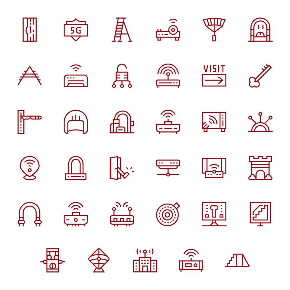 35 64x64 Grid Fitted Icons for Access Point in Regular Line Theme vector