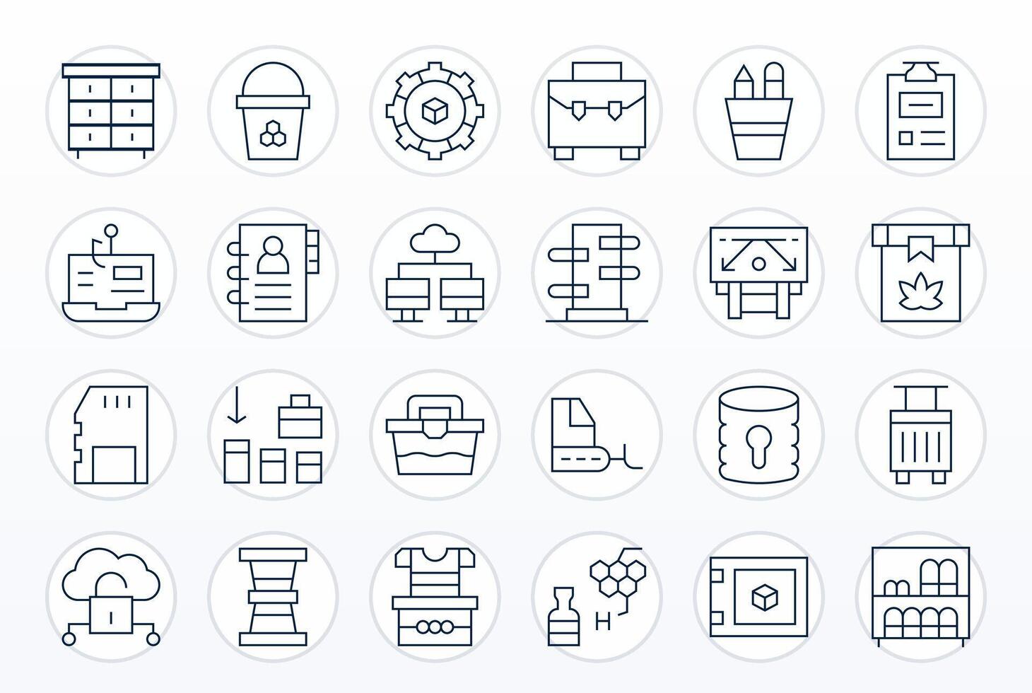Storage Premium Bundle with 24 High Resolution Pixel Optimized Thin Line Icons vector