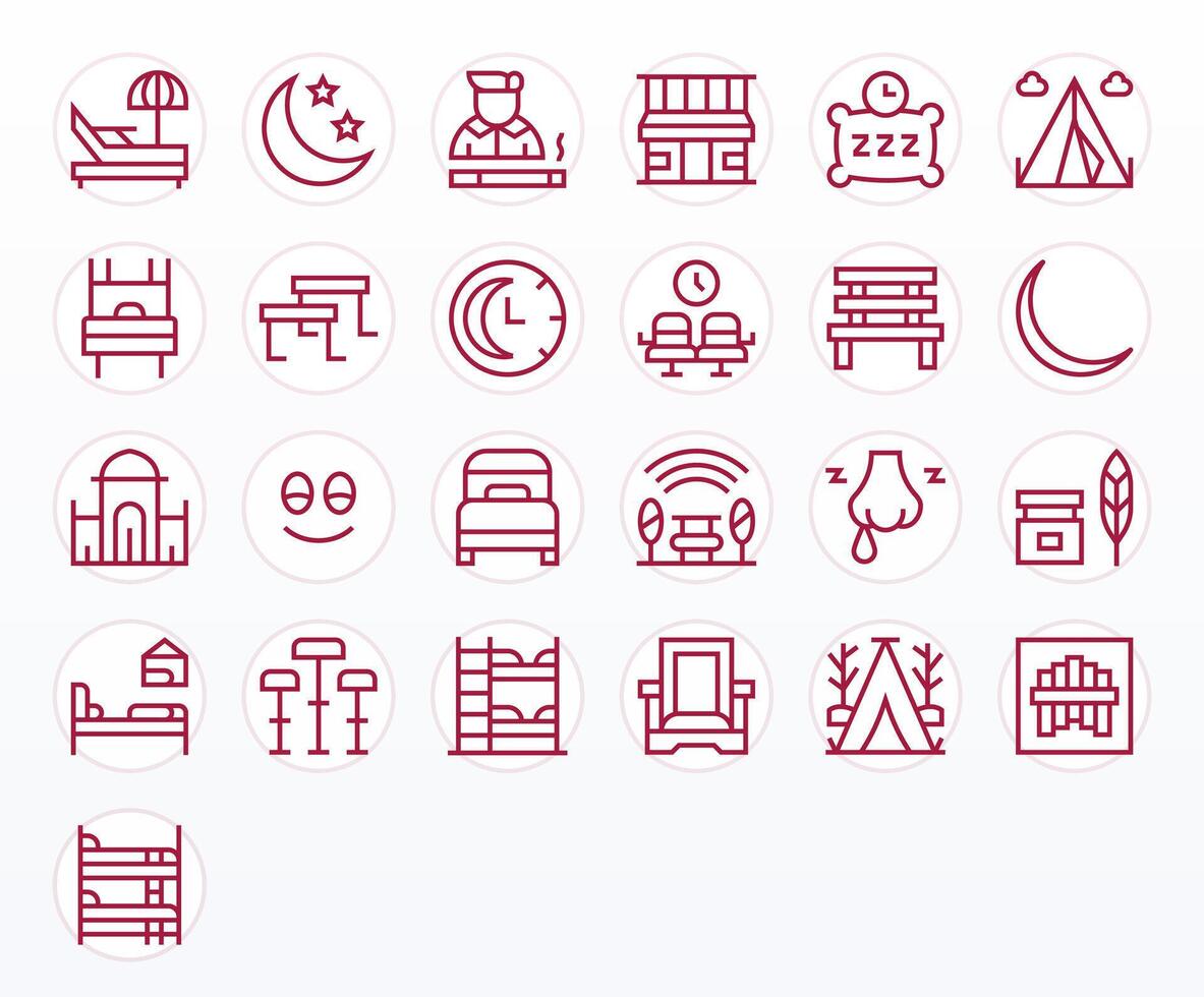 25 Pixel Optimized Regular Line Icons designed for Rest Interface vector