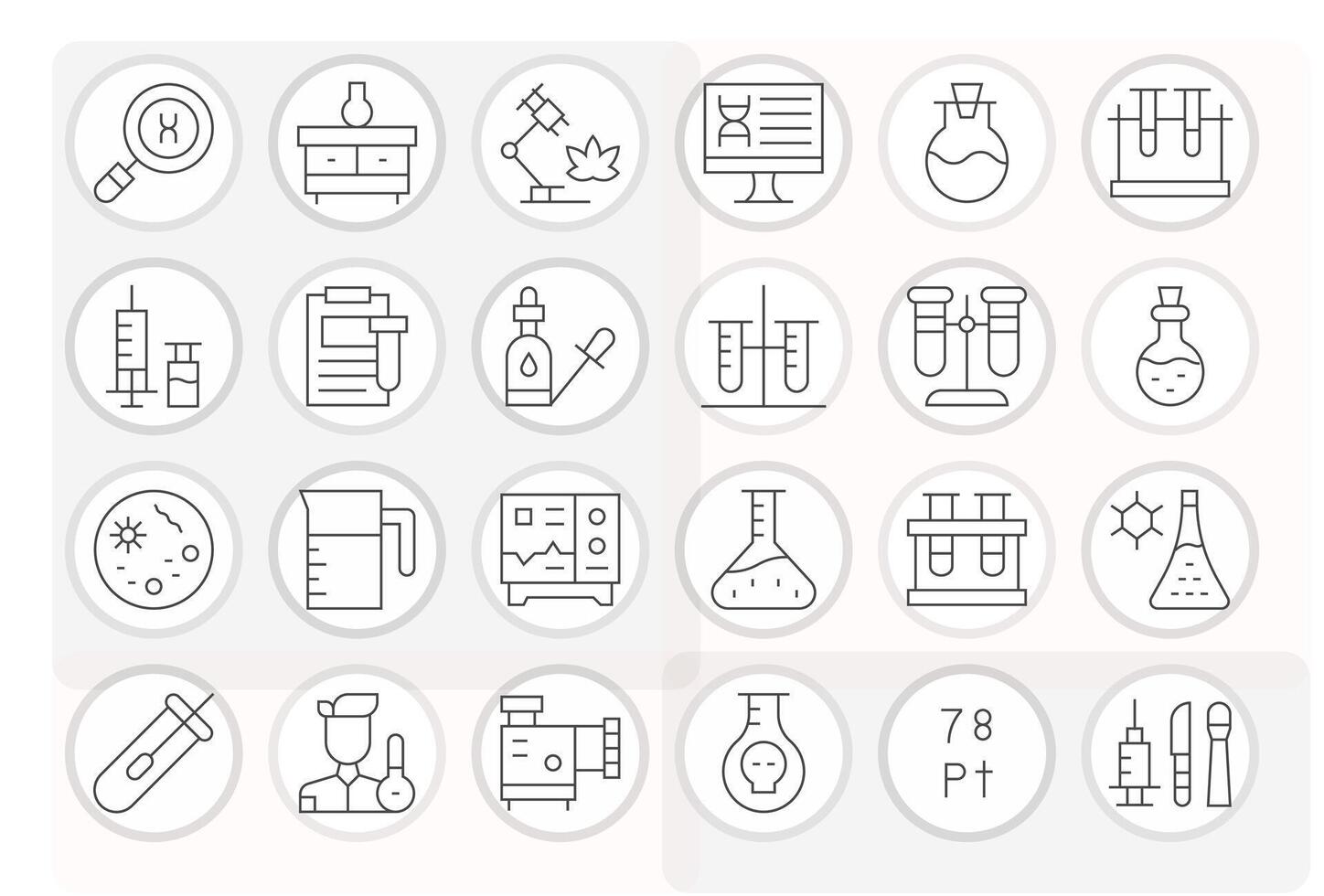 24 Thin Line Pixel Aligned Icons for Lab Graphics vector