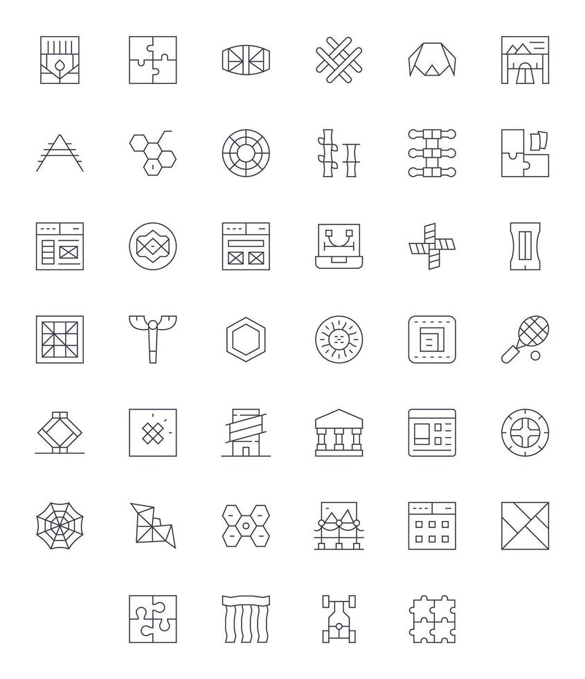 Thin Line Style Framework Icons with 40 Retina Ready PIXEL Perfect Designs vector