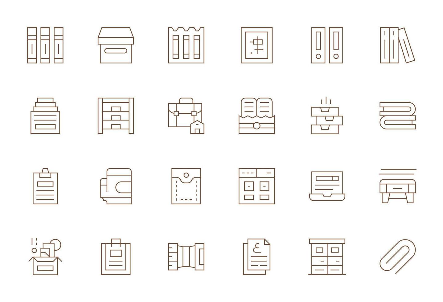 24 64x64 Icons for Filing in Editable Thin Line Format vector