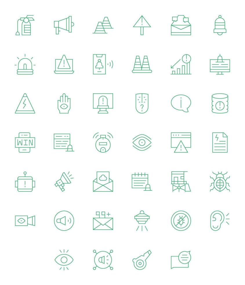 alerta píxel optimizado conjunto con 40 256x256 Delgado línea íconos vector